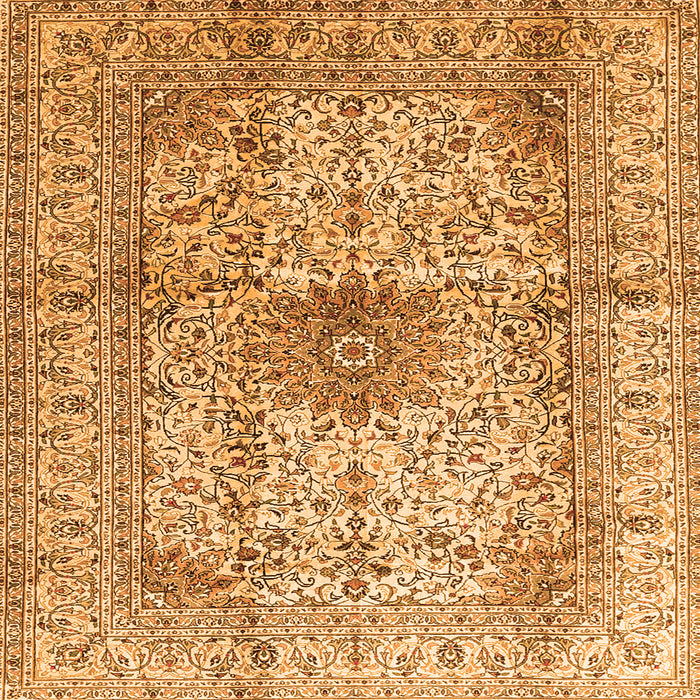 Serging Thickness of Medallion Orange Traditional Rug, tr3905org