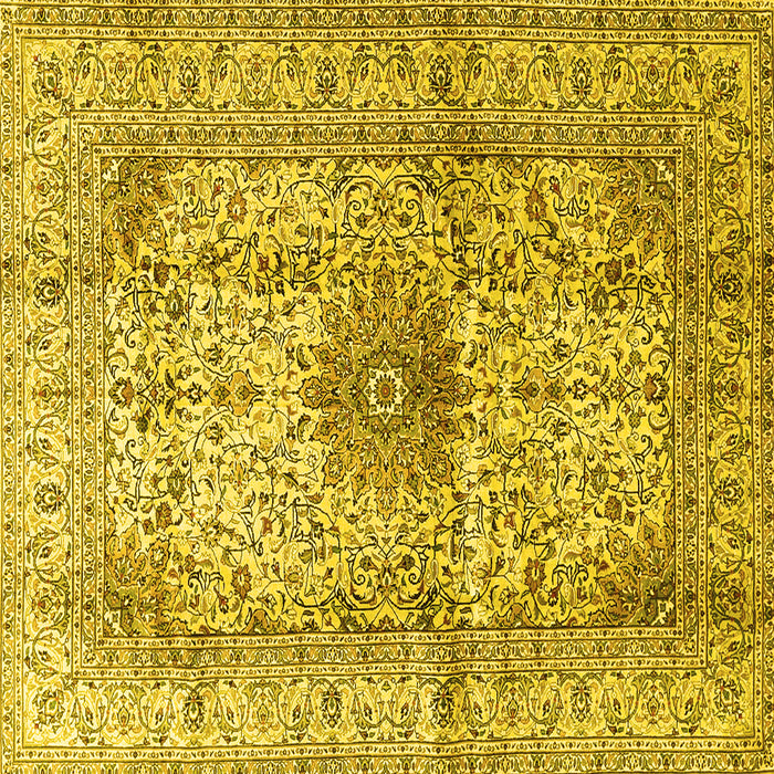 Square Medallion Yellow Traditional Rug, tr3905yw