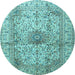 Round Medallion Light Blue Traditional Rug, tr3905lblu