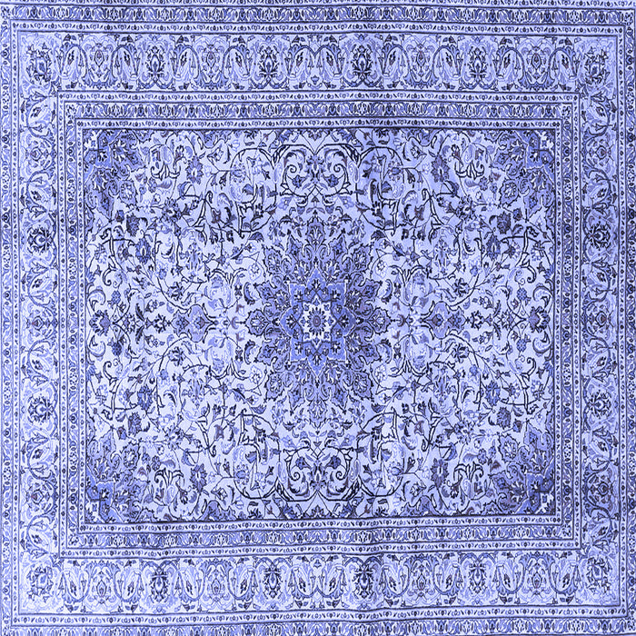 Square Machine Washable Medallion Blue Traditional Rug, wshtr3905blu