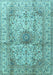 Machine Washable Medallion Light Blue Traditional Rug, wshtr3905lblu