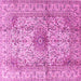 Square Machine Washable Medallion Pink Traditional Rug, wshtr3905pnk