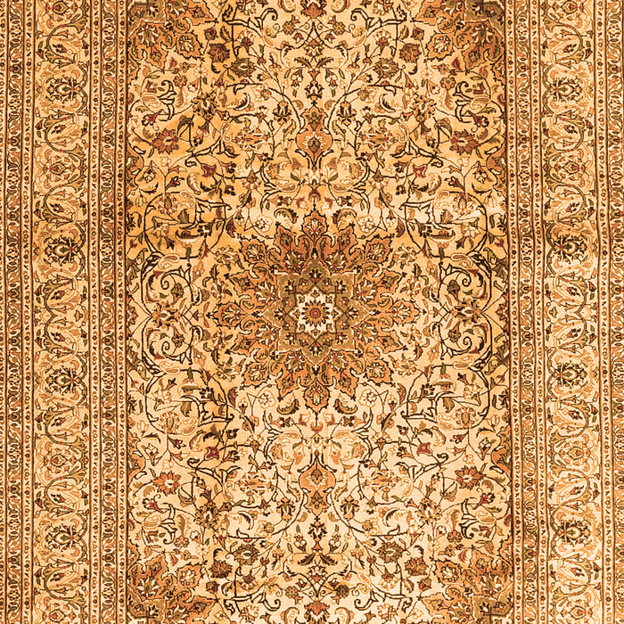 Serging Thickness of Machine Washable Medallion Orange Traditional Area Rugs, wshtr3905org