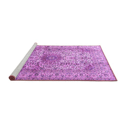 Sideview of Machine Washable Medallion Purple Traditional Area Rugs, wshtr3905pur