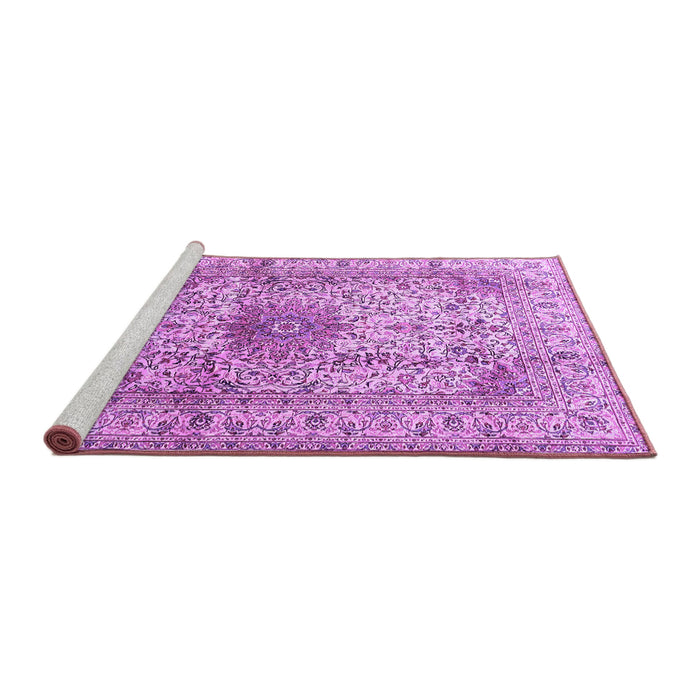 Sideview of Machine Washable Medallion Purple Traditional Area Rugs, wshtr3905pur
