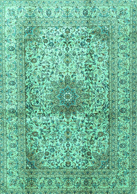 Medallion Turquoise Traditional Rug, tr3905turq