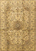 Machine Washable Medallion Brown Traditional Rug, wshtr3905brn