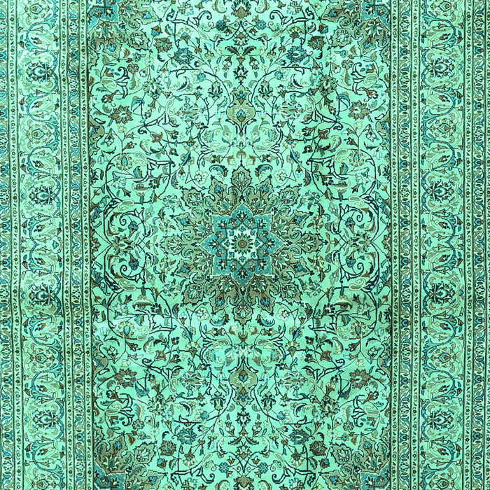 Machine Washable Medallion Turquoise Traditional Area Rugs, wshtr3905turq