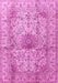 Machine Washable Medallion Pink Traditional Rug, wshtr3905pnk