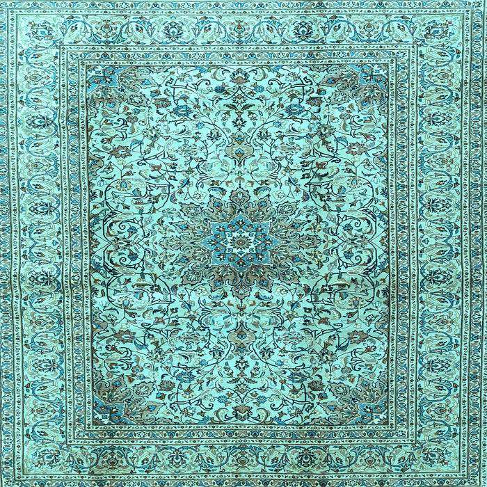 Square Medallion Light Blue Traditional Rug, tr3905lblu
