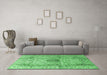 Machine Washable Medallion Emerald Green Traditional Area Rugs in a Living Room,, wshtr3905emgrn