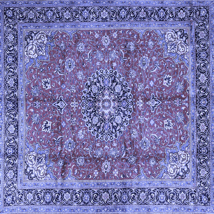 Square Machine Washable Medallion Blue Traditional Rug, wshtr3906blu