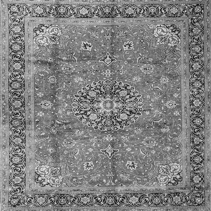 Round Machine Washable Medallion Gray Traditional Rug, wshtr3906gry