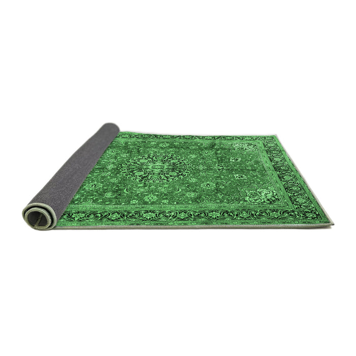 Sideview of Medallion Emerald Green Traditional Rug, tr3906emgrn