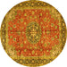 Round Medallion Yellow Traditional Rug, tr3906yw