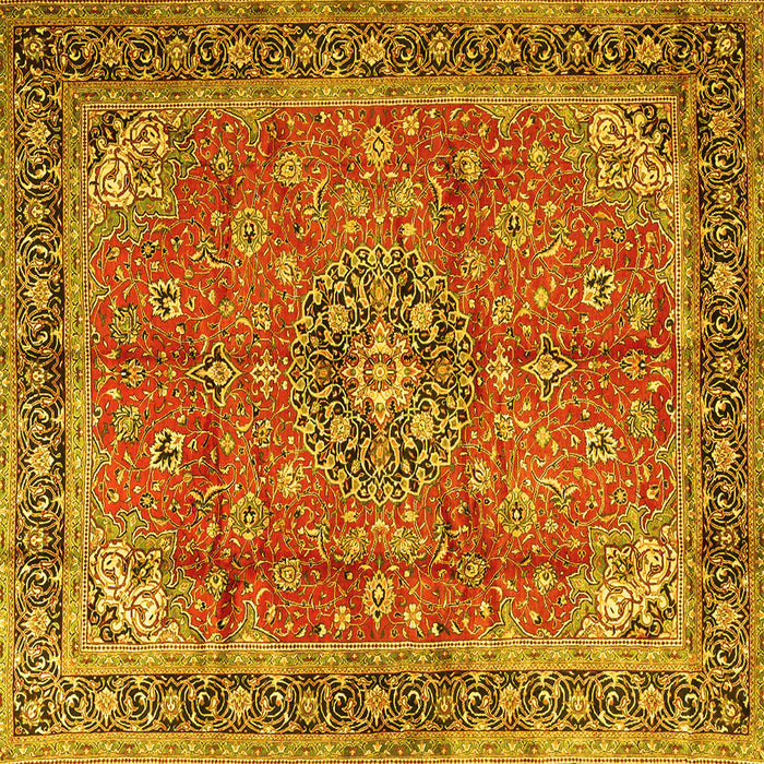 Square Medallion Yellow Traditional Rug, tr3906yw