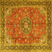 Square Medallion Yellow Traditional Rug, tr3906yw