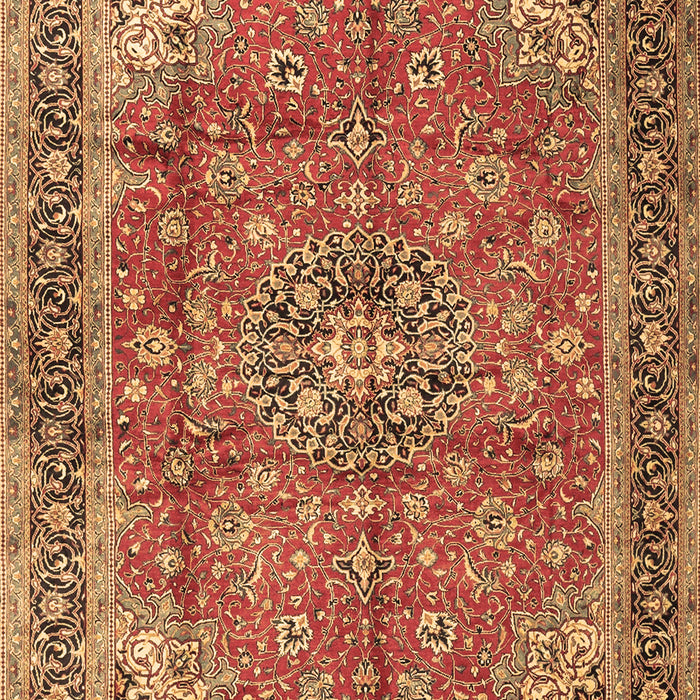 Machine Washable Medallion Brown Traditional Rug, wshtr3906brn