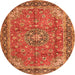 Square Medallion Orange Traditional Rug, tr3906org