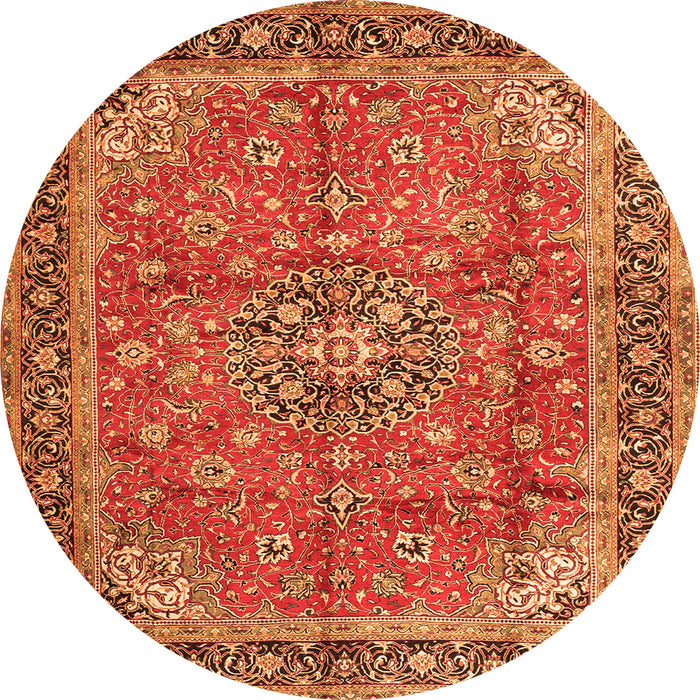 Machine Washable Medallion Orange Traditional Area Rugs, wshtr3906org