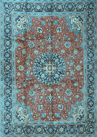 Medallion Light Blue Traditional Rug, tr3906lblu