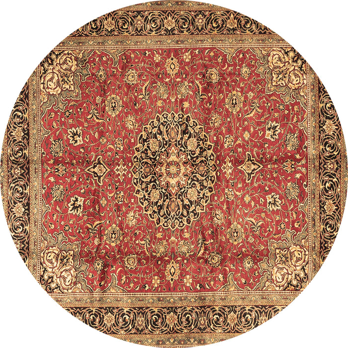 Round Medallion Brown Traditional Rug, tr3906brn