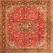 Serging Thickness of Medallion Orange Traditional Rug, tr3906org