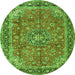 Machine Washable Medallion Green Traditional Area Rugs, wshtr3906grn