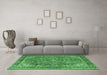 Machine Washable Medallion Emerald Green Traditional Area Rugs in a Living Room,, wshtr3906emgrn