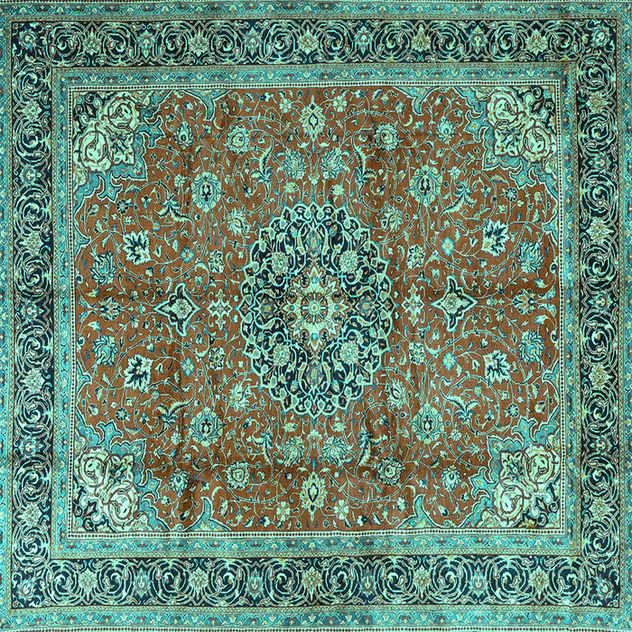 Square Medallion Turquoise Traditional Rug, tr3906turq