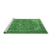 Sideview of Machine Washable Medallion Emerald Green Traditional Area Rugs, wshtr3906emgrn