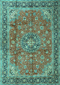 Medallion Turquoise Traditional Rug, tr3906turq