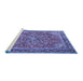 Sideview of Machine Washable Medallion Blue Traditional Rug, wshtr3906blu