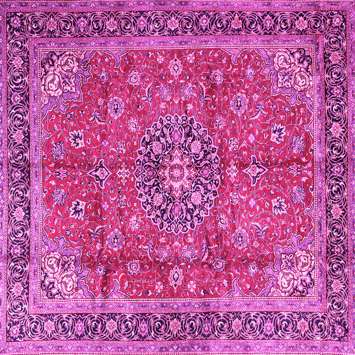 Square Machine Washable Medallion Pink Traditional Rug, wshtr3906pnk