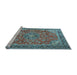 Sideview of Machine Washable Medallion Light Blue Traditional Rug, wshtr3906lblu