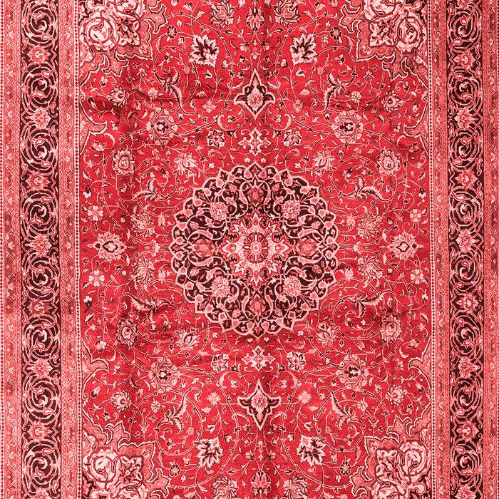 Machine Washable Medallion Red Traditional Rug, wshtr3906red