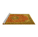 Sideview of Machine Washable Medallion Yellow Traditional Rug, wshtr3906yw