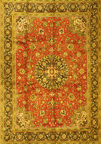 Medallion Yellow Traditional Rug, tr3906yw