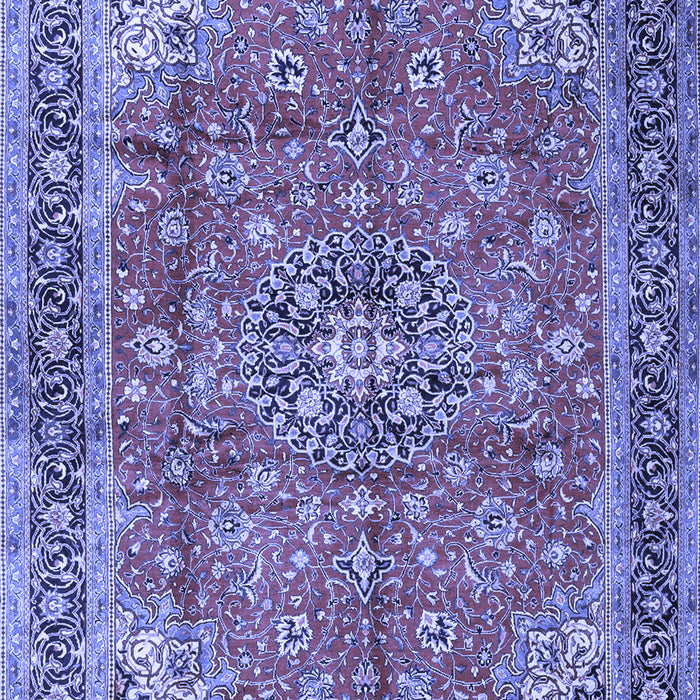 Machine Washable Medallion Blue Traditional Rug, wshtr3906blu