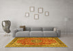 Machine Washable Medallion Yellow Traditional Rug in a Living Room, wshtr3906yw