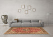 Machine Washable Medallion Brown Traditional Rug in a Living Room,, wshtr3906brn