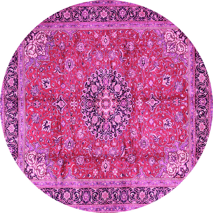 Round Medallion Pink Traditional Rug, tr3906pnk