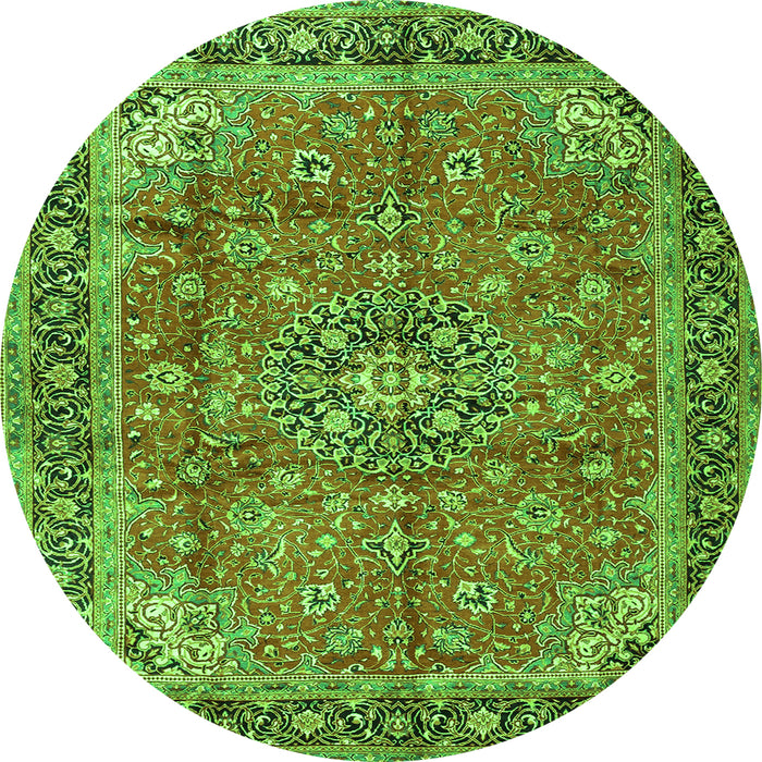 Square Medallion Green Traditional Rug, tr3906grn