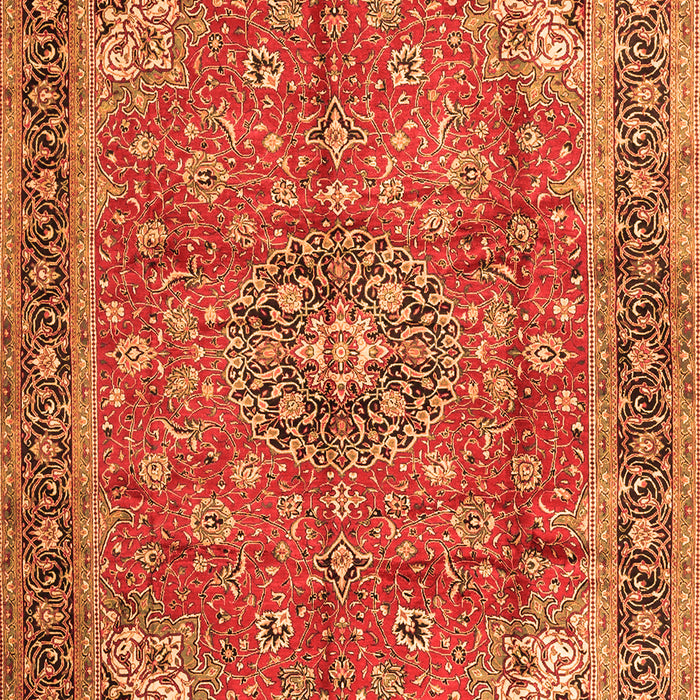 Serging Thickness of Machine Washable Medallion Orange Traditional Area Rugs, wshtr3906org