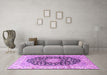 Machine Washable Persian Purple Traditional Area Rugs in a Living Room, wshtr3907pur