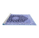 Sideview of Machine Washable Persian Blue Traditional Rug, wshtr3907blu