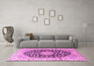 Machine Washable Persian Pink Traditional Rug in a Living Room, wshtr3907pnk