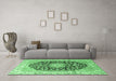 Machine Washable Persian Emerald Green Traditional Area Rugs in a Living Room,, wshtr3907emgrn