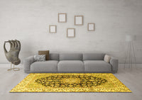 Machine Washable Persian Yellow Traditional Rug, wshtr3907yw