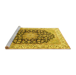 Sideview of Machine Washable Persian Yellow Traditional Rug, wshtr3907yw